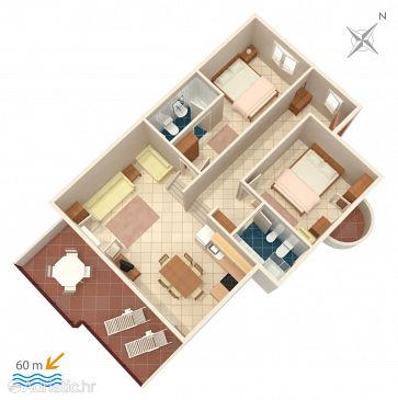 Apartmán A-1068-b - Ubytovanie Rastići (Čiovo) - 1068