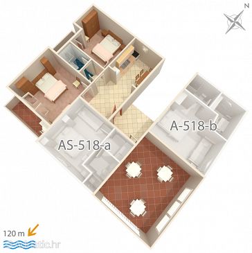 Apartmán A-518-a - Ubytování Podgora (Makarska) - 518
