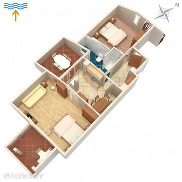 Plan Novalja, Plan u smještaju tipa apartment, WIFI.