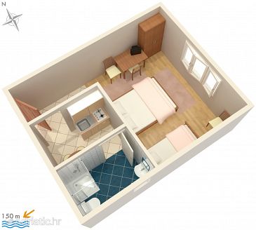Plan Fažana, Plan u smještaju tipa studio-apartment, WIFI.