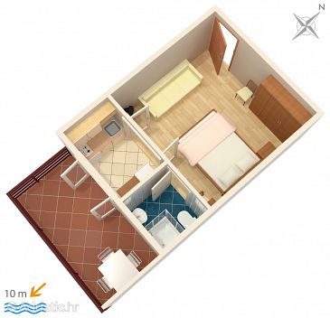 Studio flat AS-2573-c - Apartments Podgora (Makarska) - 2573