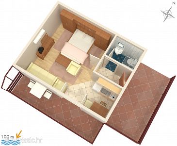 Studio flat AS-2723-a - Apartments and Rooms Makarska (Makarska) - 2723