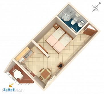 Studio flat AS-2739-d - Apartments Komarna (Ušće Neretve) - 2739