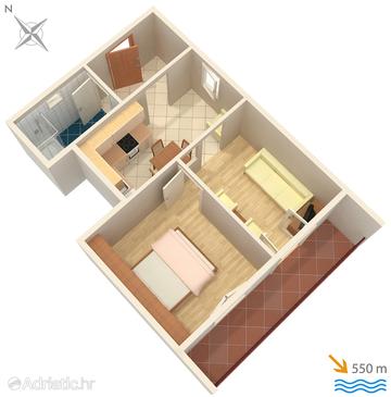 Plan Krk, Plan u smještaju tipa apartment, WIFI.