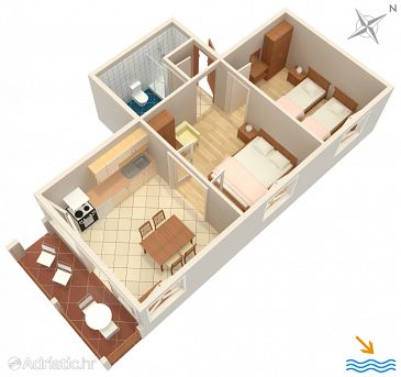 Plan Vrboska, Plan u smještaju tipa apartment, WIFI.