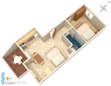 Plan Metajna, Plan u smještaju tipa apartment, dopusteni kucni ljubimci i WIFI.