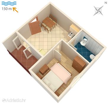 Plan Brodarica, Plan u smještaju tipa apartment, WIFI.
