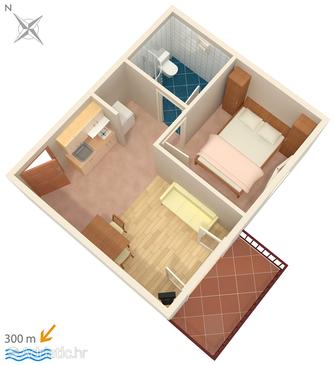Plan Hvar, Plan u smještaju tipa apartment, WIFI.