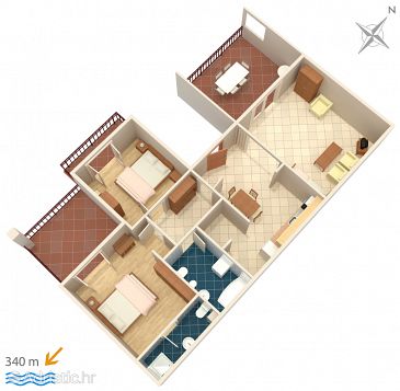 Plan Brela, Plan u smještaju tipa apartment, WIFI.