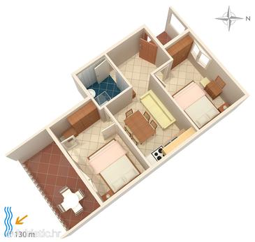 Plan Tisno, Plan u smještaju tipa apartment.