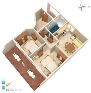 Plan Tisno, Plan u smještaju tipa apartment.