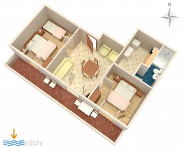 Plan Baška, Plan u smještaju tipa apartment.