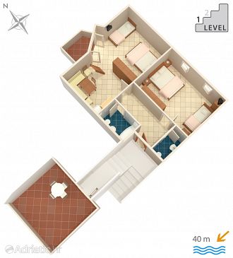 Plan Punat, Plan u smještaju tipa apartment.
