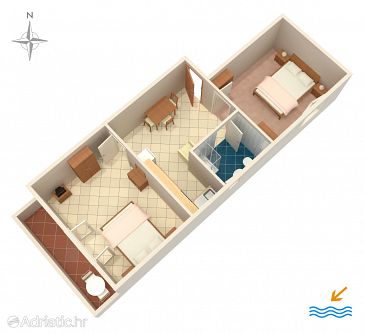 Plan Stara Baška, Plan u smještaju tipa apartment, WIFI.