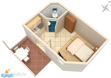 Plan Ivan Dolac, Plan u smještaju tipa studio-apartment, dopusteni kucni ljubimci i WIFI.