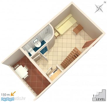 Plan Duće, Plan u smještaju tipa studio-apartment, WIFI.
