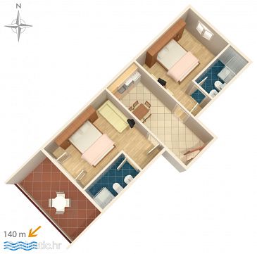 Plan Promajna, Plan u smještaju tipa apartment, WIFI.