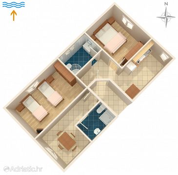 Půdorys Valbandon, Půdorys u smještaju tipa apartment, WIFI.