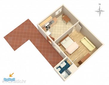 Plan Split, Plan u smještaju tipa apartment, dopusteni kucni ljubimci.