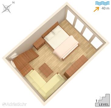Plan Bilo, Plan u smještaju tipa apartment, dopusteni kucni ljubimci i WIFI.